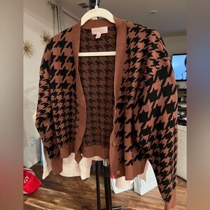 Philosophy Women's Houndstooth Cardigan in Brown and Black